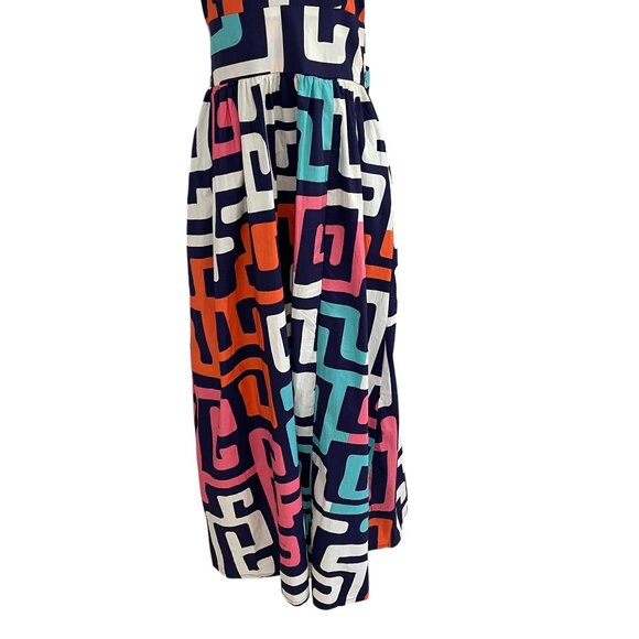 Diyanu Ruffle Sleeve Maxi Dress Geometric Print Bold Summer Statement Cotton - Picture 8 of 14